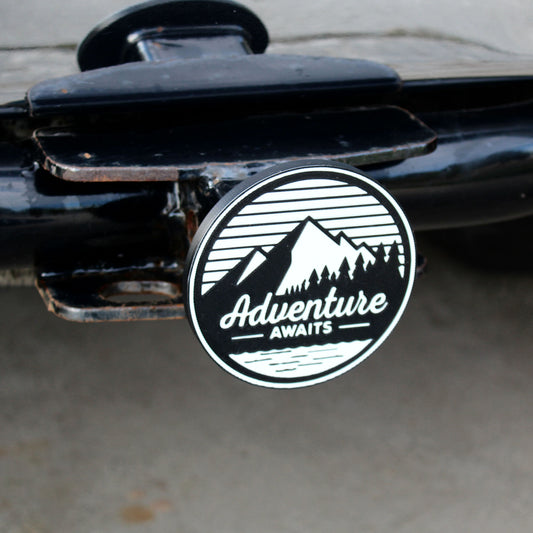 Adventure Awaits Trailer Hitch Cover – Outdoor Lifestyle Accessory for Trucks, SUVs & RVs