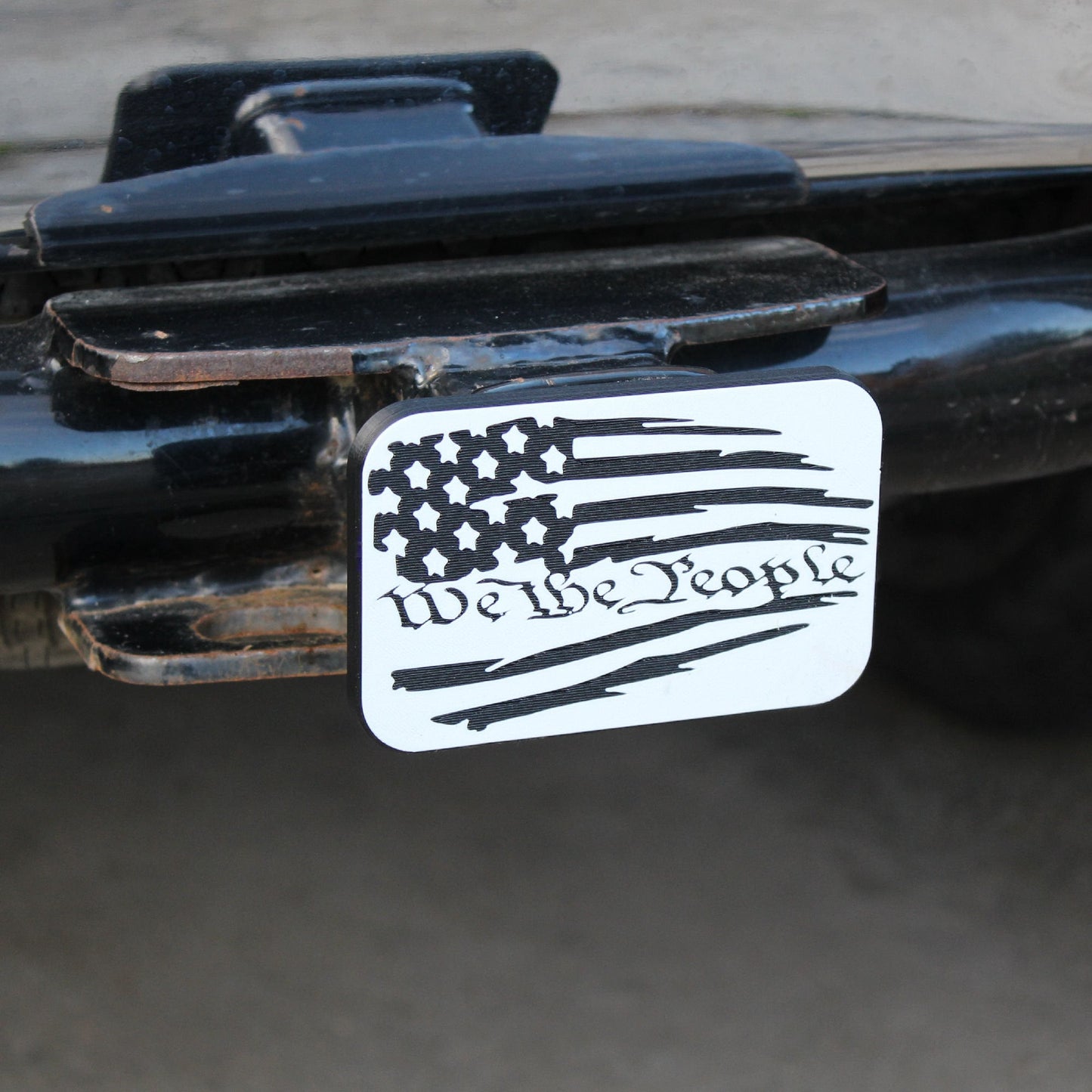 We The People, Patriotic Tattered Flag Trailer Hitch Cover